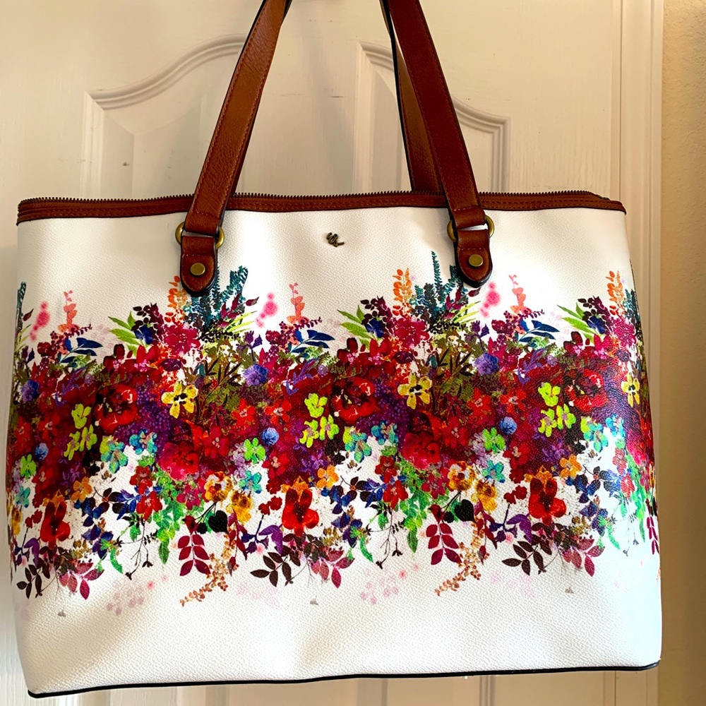 Elliot Lucia Large White Floral Tote